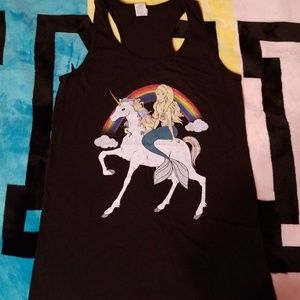 Mermaid riding unicorn tank top